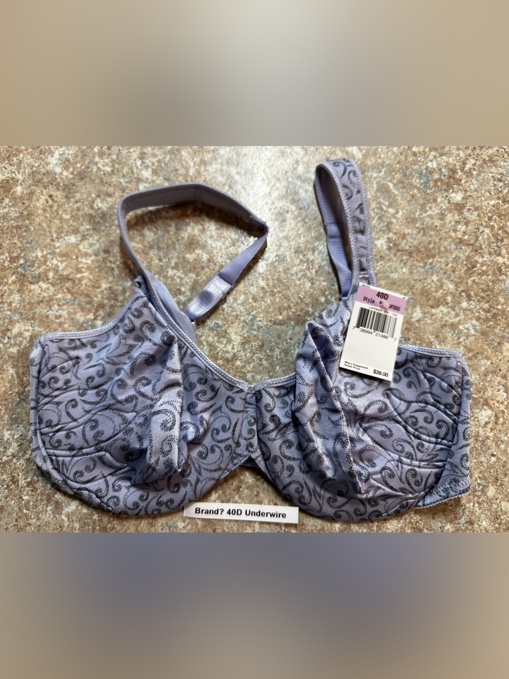 Lavender Gray Underwire Full-Coverage Bra